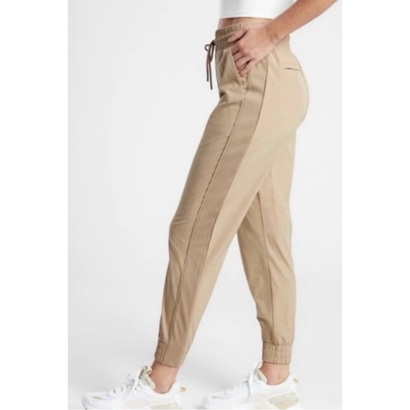 Athleta Pants - Athleta • Brooklyn Textured Jogger Windowpane Silt Taupe Sz 0 Casual Travel